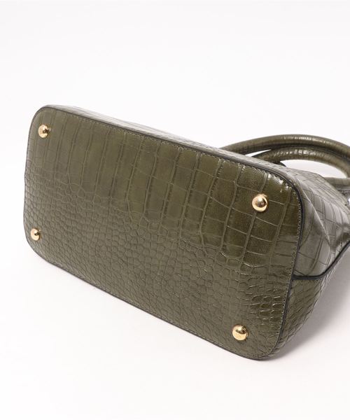 florist（フローリスト）の「【2way】クロコ調型押しレザーがま口シルエットハンドバッグ（ハンドバッグ・レディース・ブラック/ベージュ/グリーン/キャメル・FREE）」の7枚目の写真