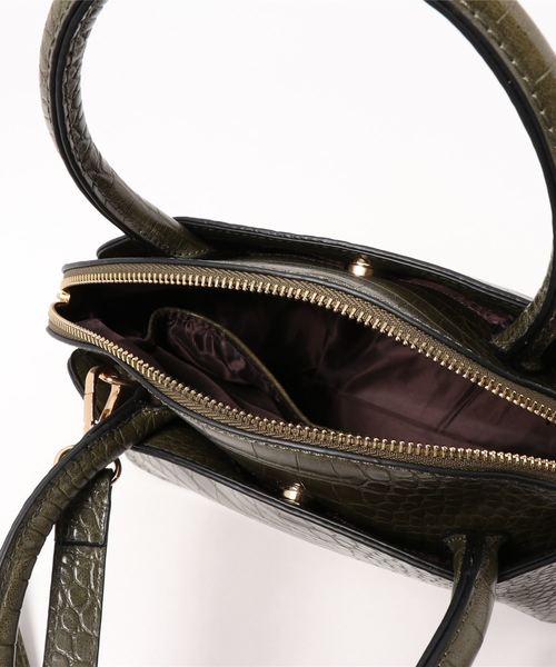 florist（フローリスト）の「【2way】クロコ調型押しレザーがま口シルエットハンドバッグ（ハンドバッグ・レディース・ブラック/ベージュ/グリーン/キャメル・FREE）」の14枚目の写真