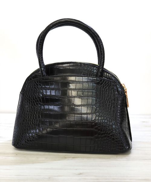 florist（フローリスト）の「【2way】クロコ調型押しレザーがま口シルエットハンドバッグ（ハンドバッグ・レディース・ブラック/ベージュ/グリーン/キャメル・FREE）」の2枚目の写真