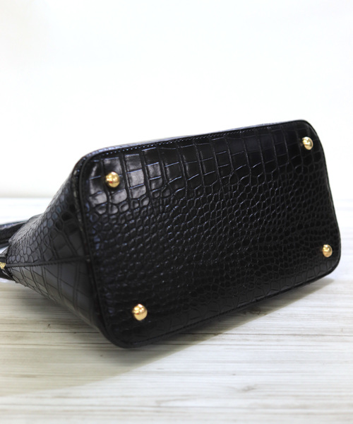 florist（フローリスト）の「【2way】クロコ調型押しレザーがま口シルエットハンドバッグ（ハンドバッグ・レディース・ブラック/ベージュ/グリーン/キャメル・FREE）」の6枚目の写真