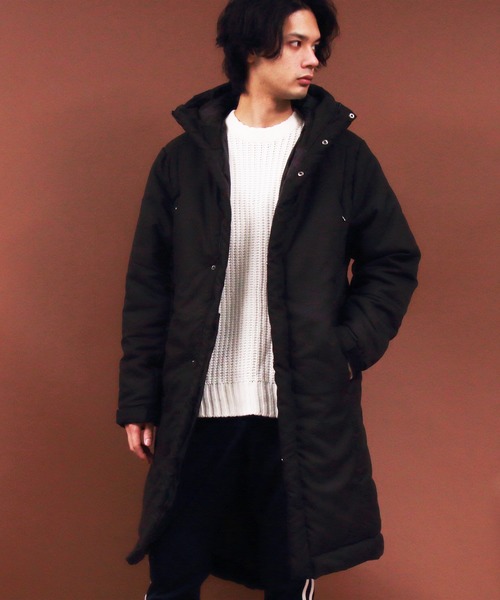 8(eight)(エイト)の「モンスターパ−カー 中綿 ロングコート ウールライク(ミリタリージャケット)」|ブラック