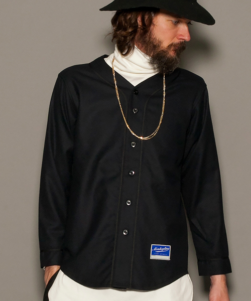 MONKEY TIME（モンキータイム）の「MT ∴  フラノ ベースボール シャツ ◆（シャツ/ブラウス・メンズ・ブラック/グレー・LARGE/MEDIUM/SMALL）」の2枚目の写真