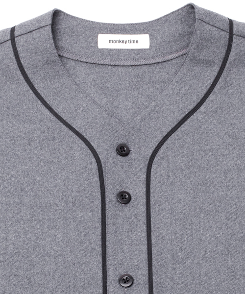 MONKEY TIME（モンキータイム）の「MT ∴  フラノ ベースボール シャツ ◆（シャツ/ブラウス・メンズ・ブラック/グレー・LARGE/MEDIUM/SMALL）」の6枚目の写真