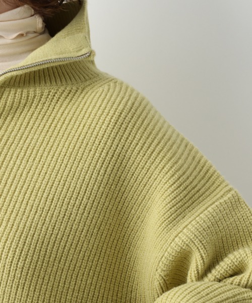 A part by(アパートバイ)の「7GANWハーフジップニット 918289(ニット/セーター・レディース・ブラック/アイボリー/ライトイエロー・FREE)」の4枚目の写真