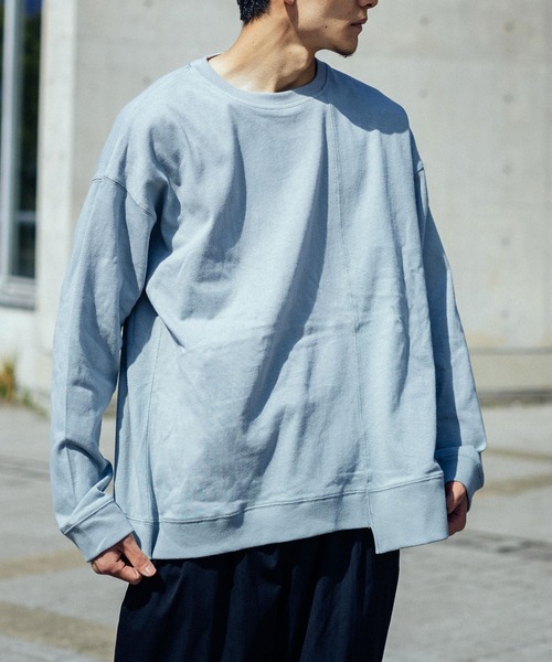 Revo.（レボ）の「Revo. 10/-天竺 オーバーサイズ切り替え長袖Tee（Tシャツ/カットソー・メンズ・ブラック/グレイッシュベージュ/ブラウン系その他/ホワイト/グレイッシュブルー・1/2）」の5枚目の写真