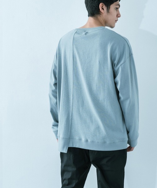 Revo.（レボ）の「Revo. 10/-天竺 オーバーサイズ切り替え長袖Tee（Tシャツ/カットソー・メンズ・ブラック/グレイッシュベージュ/ブラウン系その他/ホワイト/グレイッシュブルー・1/2）」の13枚目の写真