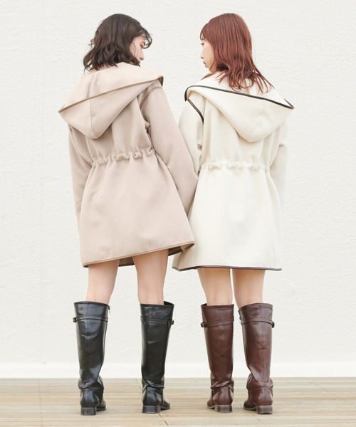 one after another NICE CLAUP（ワンアフターアナザーナイスクラップ）の「パイピングレディコート（その他アウター・レディース・モカ/ブラウン/アイボリー・FREE）」の10枚目の写真