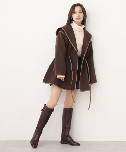 one after another NICE CLAUP（ワンアフターアナザーナイスクラップ）の「パイピングレディコート（その他アウター・レディース・モカ/ブラウン/アイボリー・FREE）」の20枚目の写真