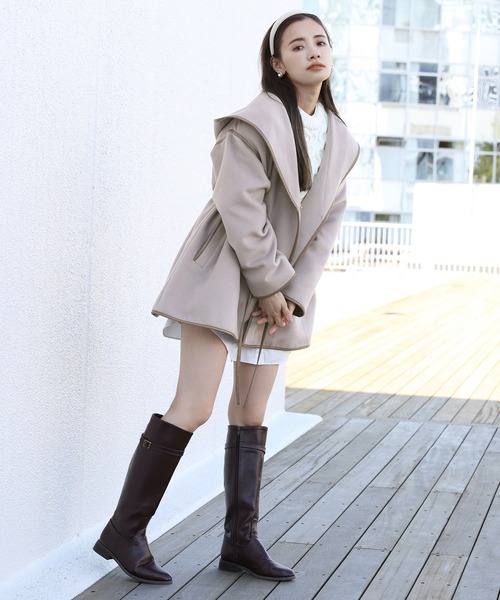 one after another NICE CLAUP（ワンアフターアナザーナイスクラップ）の「パイピングレディコート（その他アウター・レディース・モカ/ブラウン/アイボリー・FREE）」の11枚目の写真