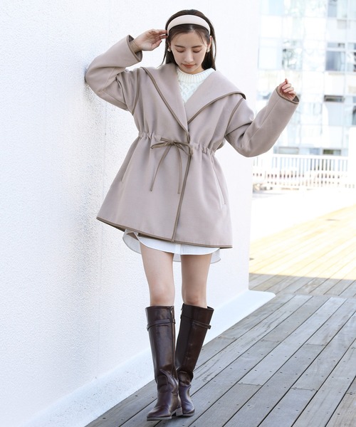 one after another NICE CLAUP（ワンアフターアナザーナイスクラップ）の「パイピングレディコート（その他アウター・レディース・モカ/ブラウン/アイボリー・FREE）」の18枚目の写真