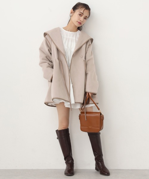 one after another NICE CLAUP（ワンアフターアナザーナイスクラップ）の「パイピングレディコート（その他アウター・レディース・モカ/ブラウン/アイボリー・FREE）」の5枚目の写真