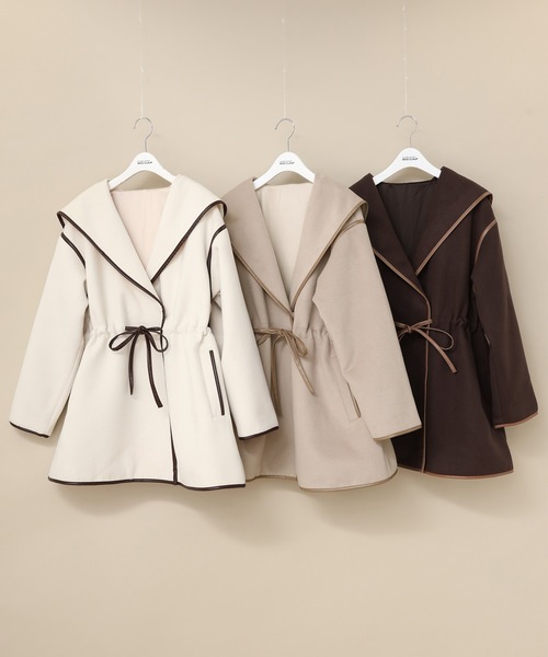 one after another NICE CLAUP（ワンアフターアナザーナイスクラップ）の「パイピングレディコート（その他アウター・レディース・モカ/ブラウン/アイボリー・FREE）」の14枚目の写真