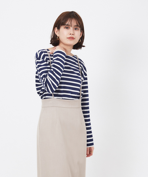 Rouge vif（ルージュヴィフ）の「天竺ボーダー（Tシャツ/カットソー・レディース・ホワイト/ネイビー/ライム・38/36）」の3枚目の写真