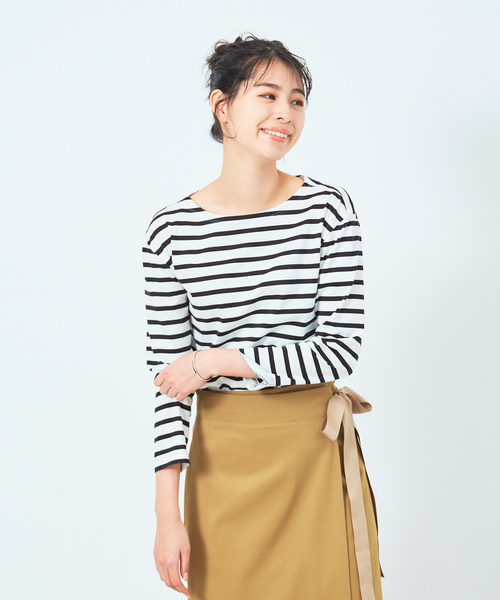 Rouge vif（ルージュヴィフ）の「天竺ボーダー（Tシャツ/カットソー・レディース・ホワイト/ネイビー/ライム・38/36）」の2枚目の写真