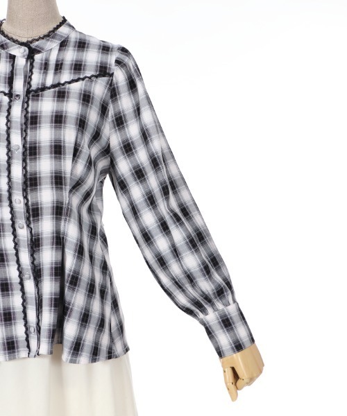 チェックバックリボンｂｌ シャツ ブラウス Axes Femme Femme シャツ ブラウス Poetique アクシーズファムポエティック のファッション トップス セール