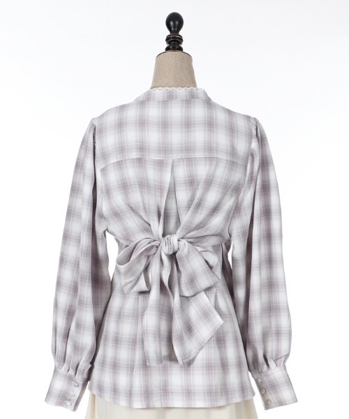 チェックバックリボンｂｌ シャツ ブラウス Axes Femme Femme シャツ ブラウス Poetique アクシーズファムポエティック のファッション トップス セール