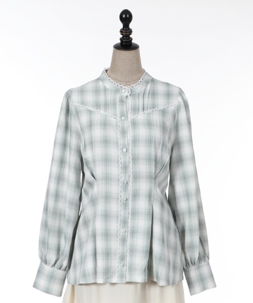 チェックバックリボンｂｌ シャツ ブラウス Axes Femme Femme シャツ ブラウス Poetique アクシーズファムポエティック のファッション トップス セール