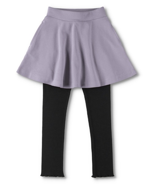 BRANSHES（ブランシェス）の「【WEB限定】10分丈裾メロウスカッツ（レギンス付きスカート） 無地・ボーダー（スカート・キッズ・ブラック/ピンク/その他/ラベンダー/杢グレー・90cm/110cm/100cm/120cm/130cm/140cm/150cm）」の3枚目の写真