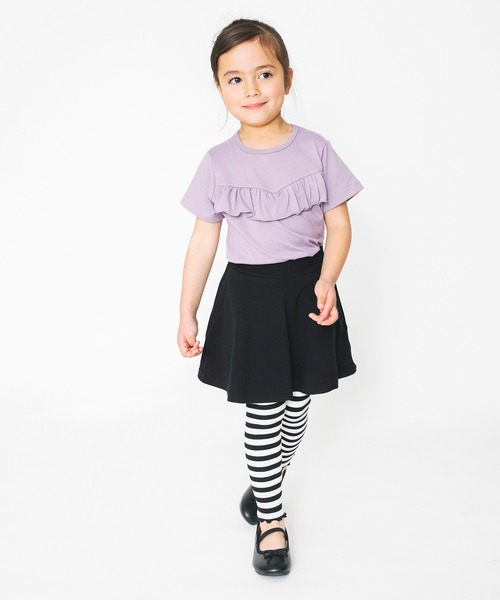 BRANSHES（ブランシェス）の「【WEB限定】10分丈裾メロウスカッツ（レギンス付きスカート） 無地・ボーダー（スカート・キッズ・ブラック/ピンク/その他/ラベンダー/杢グレー・90cm/110cm/100cm/120cm/130cm/140cm/150cm）」の7枚目の写真