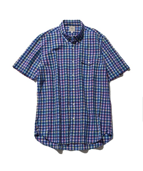 J.PRESS(ジェイプレス)の「サッカーストライプ/チェック ボタンダウンシャツ(シャツ/ブラウス・メンズ・ブルー系9/ブルー系8・LARGE/X-LARGE/MEDIUM)」の2枚目の写真