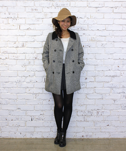 mystic（ミスティック）の「バイカラーダブルコート（その他アウター・レディース・ブラウン/グレー/チャコールグレー・FREE）」の5枚目の写真