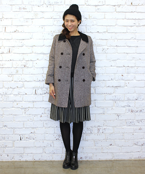 mystic（ミスティック）の「バイカラーダブルコート（その他アウター・レディース・ブラウン/グレー/チャコールグレー・FREE）」の11枚目の写真