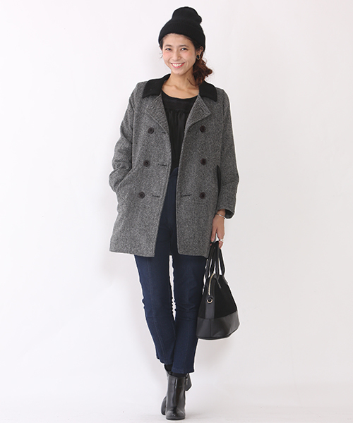 mystic（ミスティック）の「バイカラーダブルコート（その他アウター・レディース・ブラウン/グレー/チャコールグレー・FREE）」の13枚目の写真