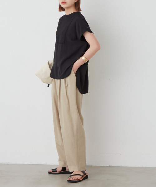 Aunt Marie's（アントマリーズ）の「ピンタックメッシュレースフレンチスリーブブラウス（シャツ/ブラウス・レディース・ホワイト/ブラック/ネイビー・FREE）」の21枚目の写真