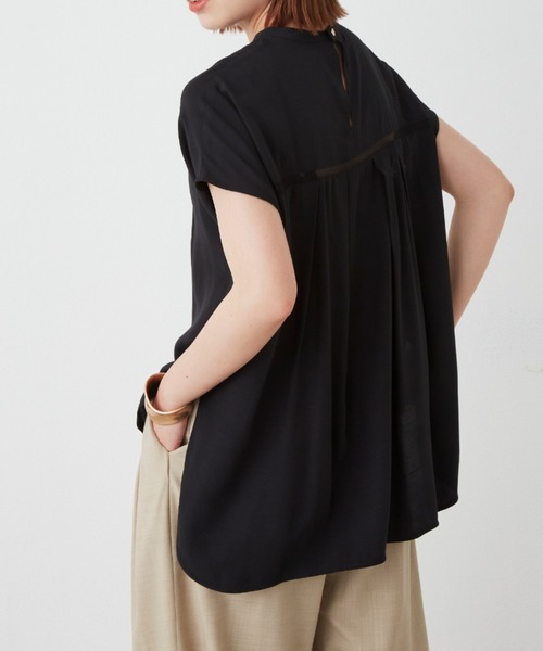 Aunt Marie's（アントマリーズ）の「ピンタックメッシュレースフレンチスリーブブラウス（シャツ/ブラウス・レディース・ホワイト/ブラック/ネイビー・FREE）」の6枚目の写真