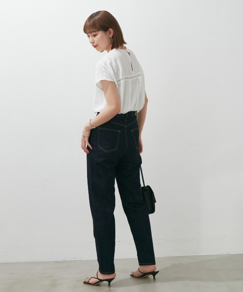 Aunt Marie's（アントマリーズ）の「ピンタックメッシュレースフレンチスリーブブラウス（シャツ/ブラウス・レディース・ホワイト/ブラック/ネイビー・FREE）」の7枚目の写真