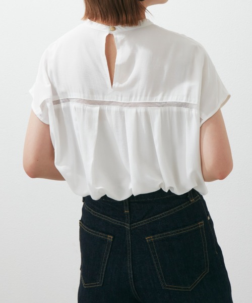 Aunt Marie's（アントマリーズ）の「ピンタックメッシュレースフレンチスリーブブラウス（シャツ/ブラウス・レディース・ホワイト/ブラック/ネイビー・FREE）」の5枚目の写真