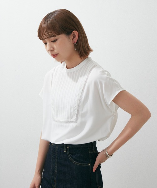 Aunt Marie's（アントマリーズ）の「ピンタックメッシュレースフレンチスリーブブラウス（シャツ/ブラウス・レディース・ホワイト/ブラック/ネイビー・FREE）」の11枚目の写真