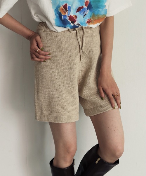 CLEIO（クレイオ）の「入荷なし【CLEIO】リネンニットショートパンツ（その他パンツ・レディース・ブラウン/キナリ・FREE）」の3枚目の写真