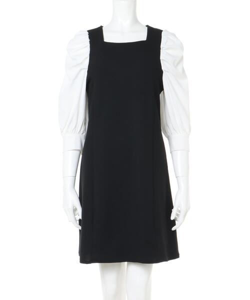 INGNI(イング)の「袖異素材ワンピース(ワンピース・レディース・ブラック/ベージュ/ピンクベージュ・M)」の4枚目の写真