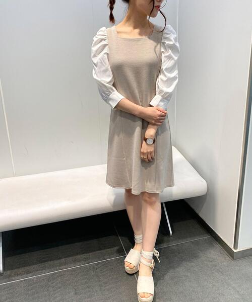 INGNI(イング)の「袖異素材ワンピース(ワンピース・レディース・ブラック/ベージュ/ピンクベージュ・M)」の10枚目の写真