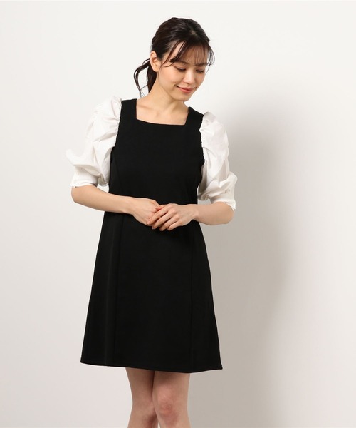 INGNI(イング)の「袖異素材ワンピース(ワンピース・レディース・ブラック/ベージュ/ピンクベージュ・M)」の2枚目の写真