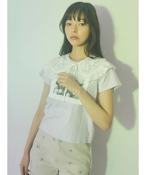 merry jenny（メリージェニー）の「flower garden Tee（Tシャツ/カットソー・レディース・ベージュ/オフホワイト/ラベンダー・FREE）」の14枚目の写真