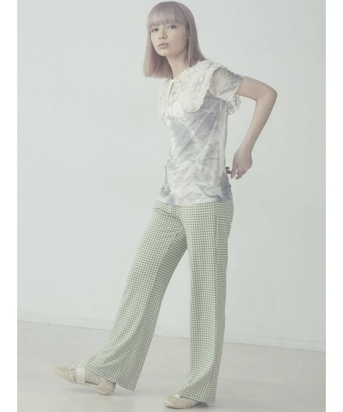 merry jenny パンツセットアップ ギンガムチェック 白黒 a833