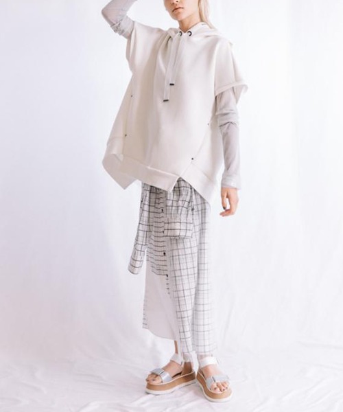AULA AILA アウラアイラメッシュプリーツライトパーカー AULA AILA（アウラ アイラ）別注バックプリーツメッシュフーディ