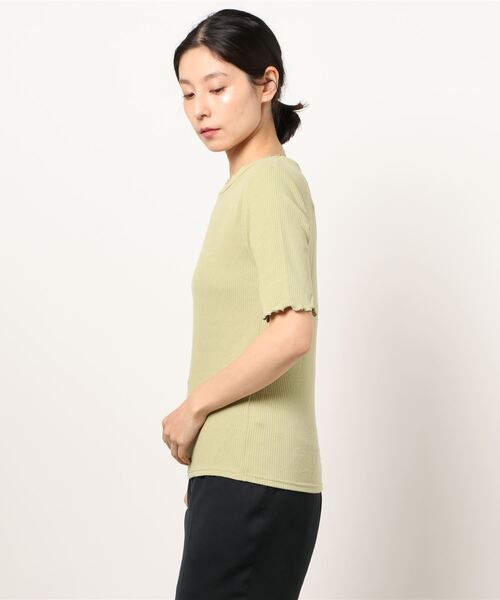 ehka sopo（エヘカソポ）の「5分袖フリル衿メローカットソー（Tシャツ/カットソー・レディース・キナリ/グリーン/ベージュ・ﾌﾘ-）」の4枚目の写真