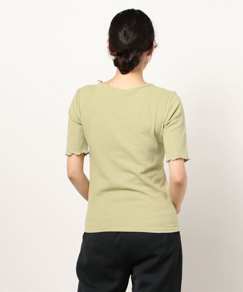 ehka sopo（エヘカソポ）の「5分袖フリル衿メローカットソー（Tシャツ/カットソー・レディース・キナリ/グリーン/ベージュ・ﾌﾘ-）」の5枚目の写真