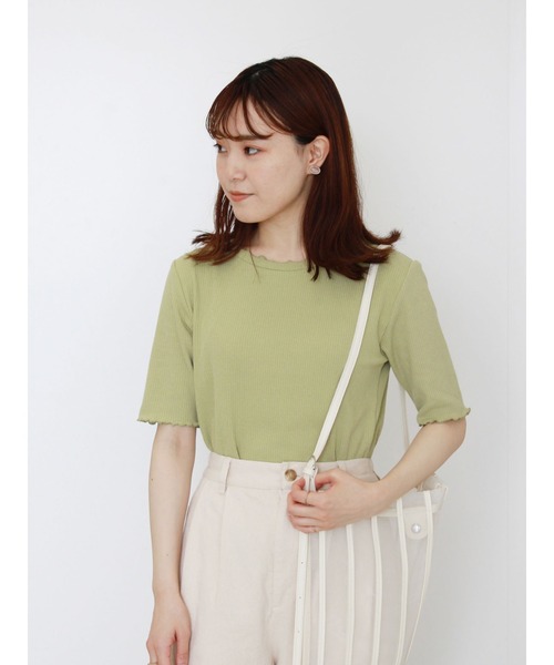 ehka sopo（エヘカソポ）の「5分袖フリル衿メローカットソー（Tシャツ/カットソー・レディース・キナリ/グリーン/ベージュ・ﾌﾘ-）」の3枚目の写真