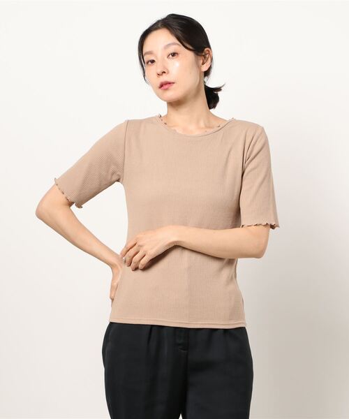 ehka sopo（エヘカソポ）の「5分袖フリル衿メローカットソー（Tシャツ/カットソー・レディース・キナリ/グリーン/ベージュ・ﾌﾘ-）」の7枚目の写真