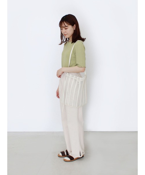 ehka sopo（エヘカソポ）の「5分袖フリル衿メローカットソー（Tシャツ/カットソー・レディース・キナリ/グリーン/ベージュ・ﾌﾘ-）」の9枚目の写真