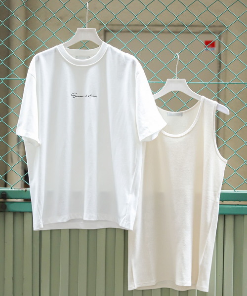 SENSE OF PLACE by URBAN RESEARCH(センスオブプレイスバイアーバンリサーチ)の「セットTシャツ(Tシャツ×タンクトップ)(Tシャツ/カットソー・メンズ・ブラック/グリーン系その他/チャコールグレー/ホワイト/オフホワイト/グリーン・MEDIUM/LARGE)」の2枚目の写真