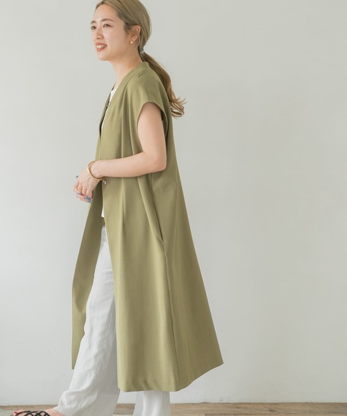 ITEMS URBANRESEARCH（アイテムズ アーバンリサーチ）の「ノースリーブガウンコート（その他アウター・レディース・ベージュ/カーキ/チャコールグレー・FREE）」の3枚目の写真