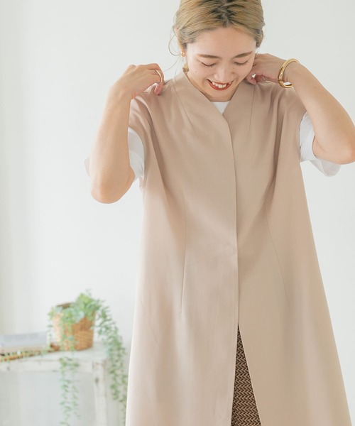 ITEMS URBANRESEARCH（アイテムズ アーバンリサーチ）の「ノースリーブガウンコート（その他アウター・レディース・ベージュ/カーキ/チャコールグレー・FREE）」の5枚目の写真