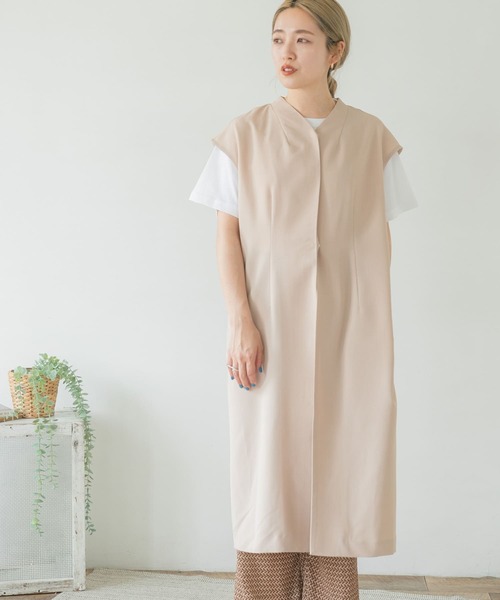 ITEMS URBANRESEARCH（アイテムズ アーバンリサーチ）の「ノースリーブガウンコート（その他アウター・レディース・ベージュ/カーキ/チャコールグレー・FREE）」の6枚目の写真