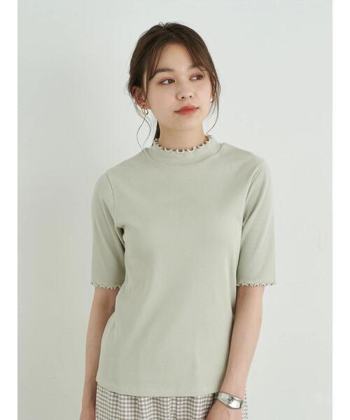 earth music&ecology（アースミュージックアンドエコロジー）の「ハイネックメローリブプルオーバー(半袖) ＊（Tシャツ/カットソー・レディース・ブラック/ピンクベージュ/ネイビー/モカ/アイボリー/ミント・M/S）」の10枚目の写真