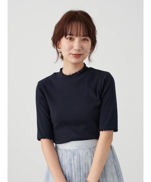 earth music&ecology（アースミュージックアンドエコロジー）の「ハイネックメローリブプルオーバー(半袖) ＊（Tシャツ/カットソー・レディース・ブラック/ピンクベージュ/ネイビー/モカ/アイボリー/ミント・M/S）」の11枚目の写真